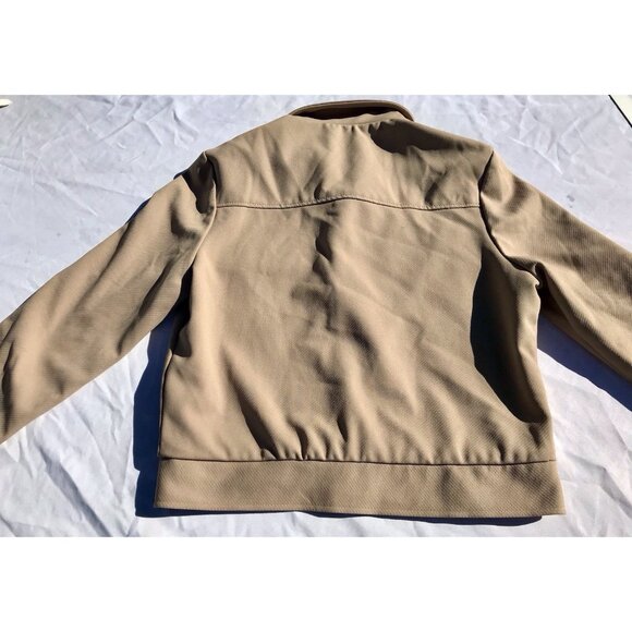 Vtg 70s Mens Tan Haggar Leisure Jacket 42 Big Collar Textured Poly Western Pearl - Picture 10 of 16